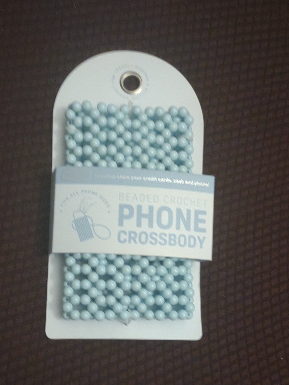 Beaded Crochet Phone Crossbody - Light Blue